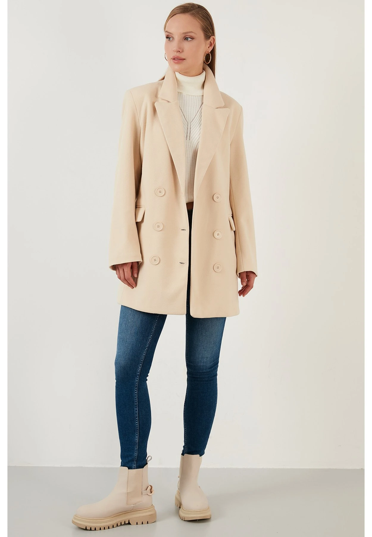 LELA Halflange Jas - Stone - Afbeelding 2