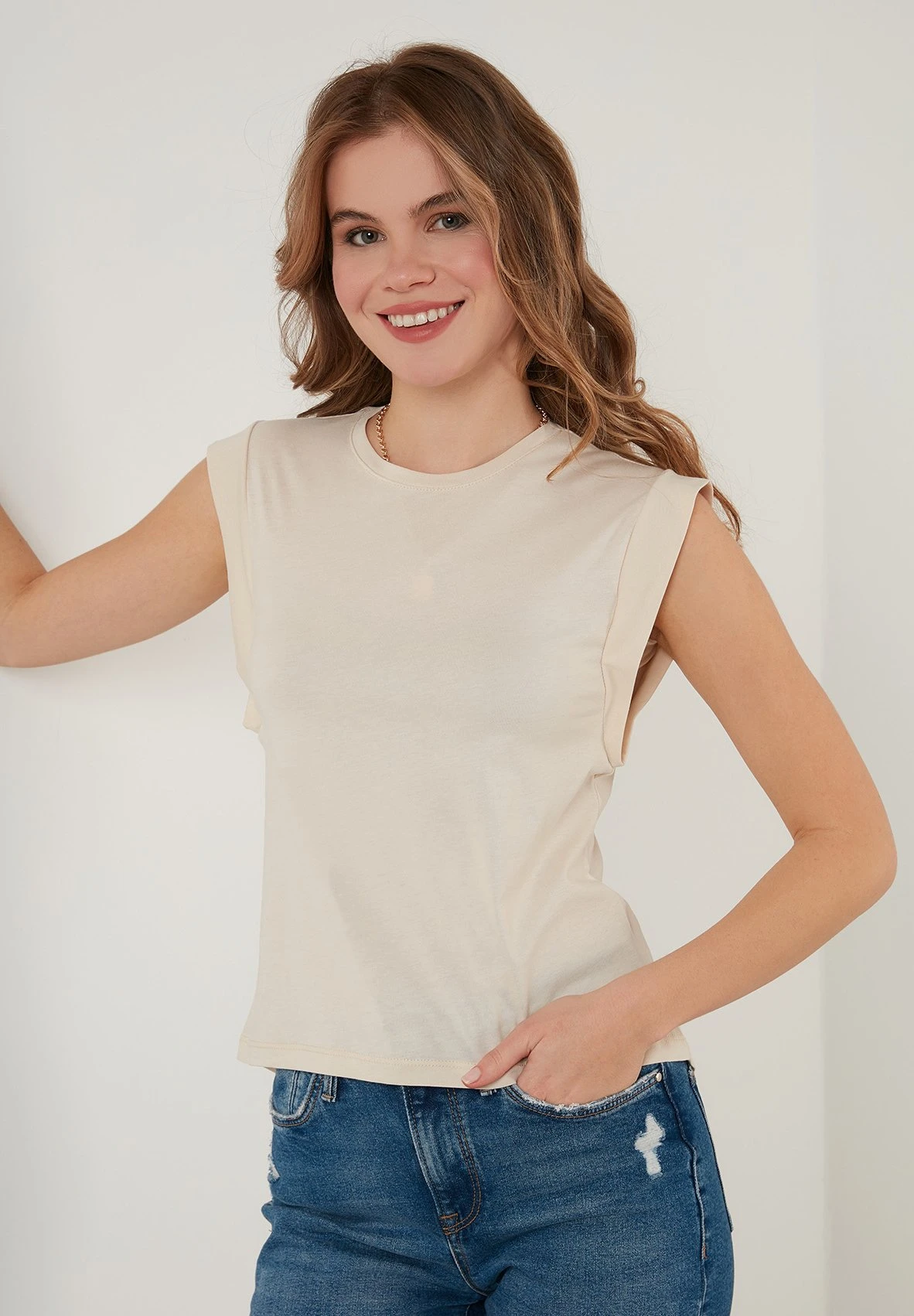 LELA Crew Neck- Top - Stone Colored - Afbeelding 3