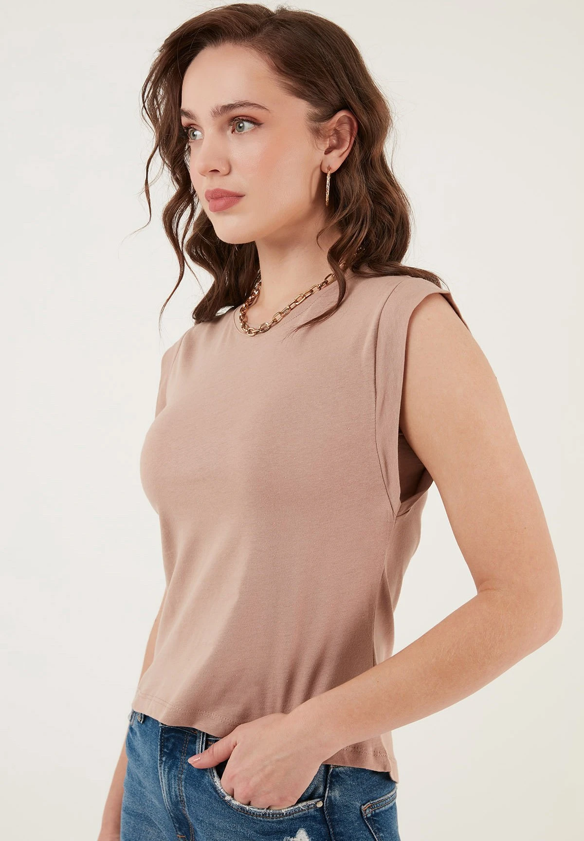 LELA Crew Neck- Top - Biscuit Color - Afbeelding 4