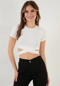 LELA Slim Fit- T-Shirt Print - Ecru